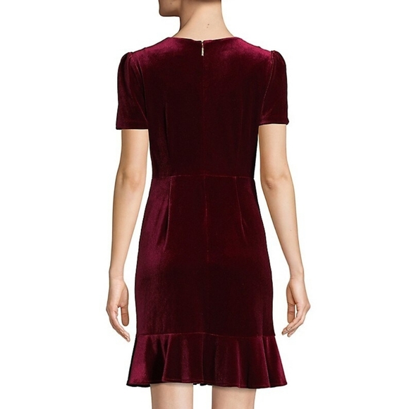 Short-Sleeve Ruffle Velvet Dress - Picture 2 of 6